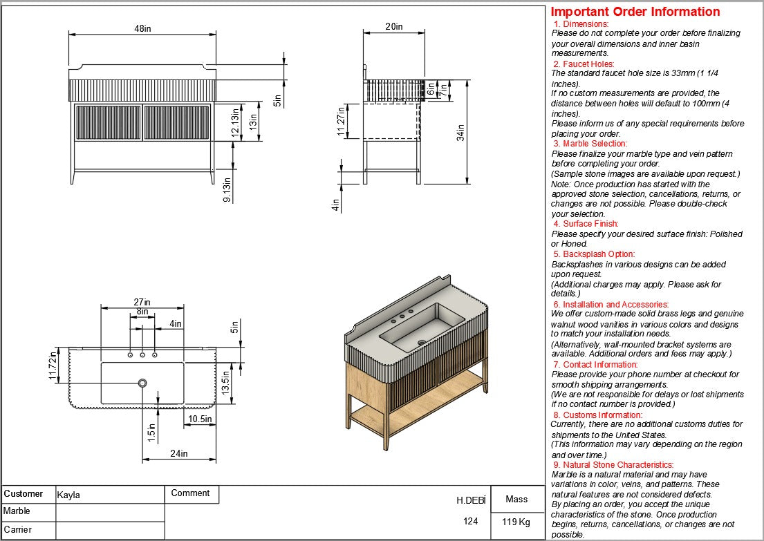 KAYLA EXTRA PAY Custom Order