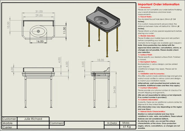 Julie Richard Custome order