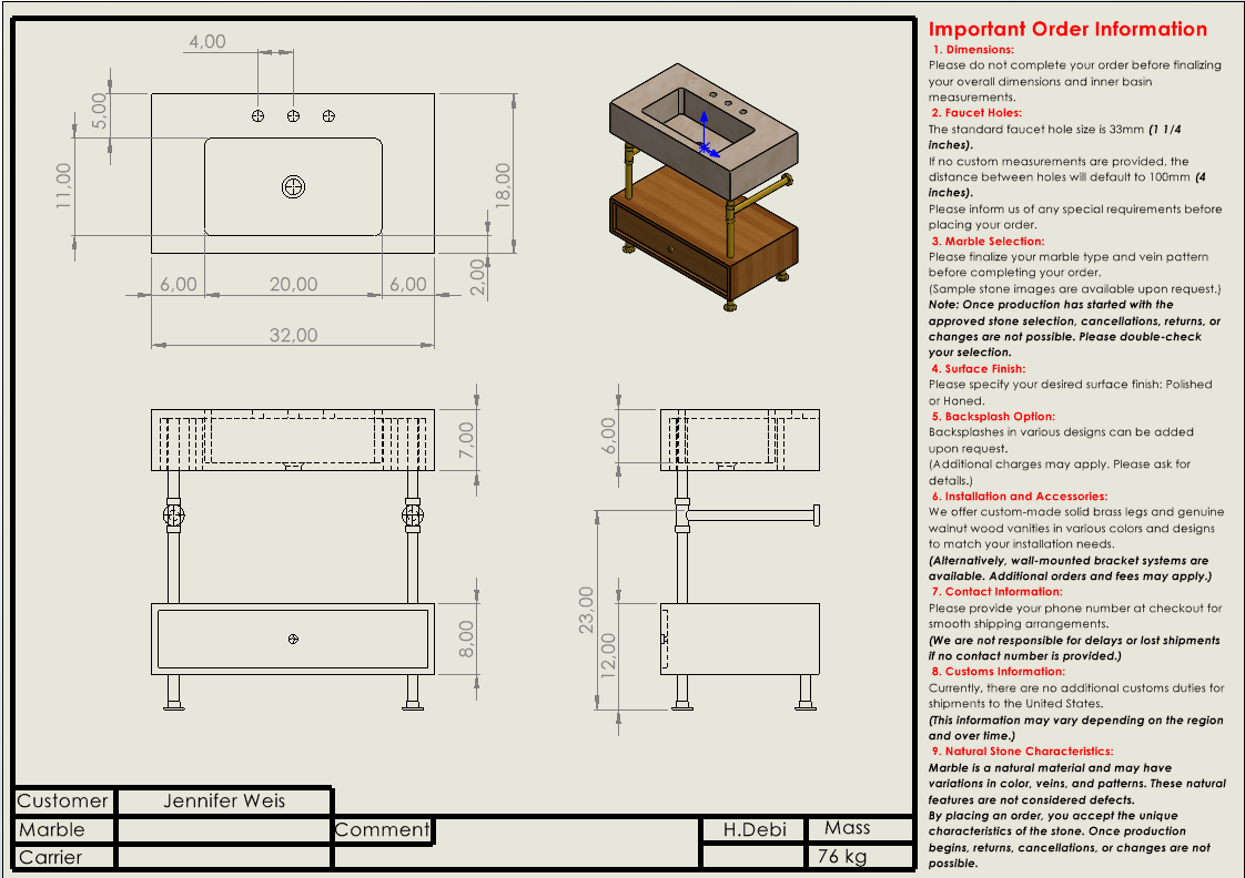 Jennifer Weis Custom Order