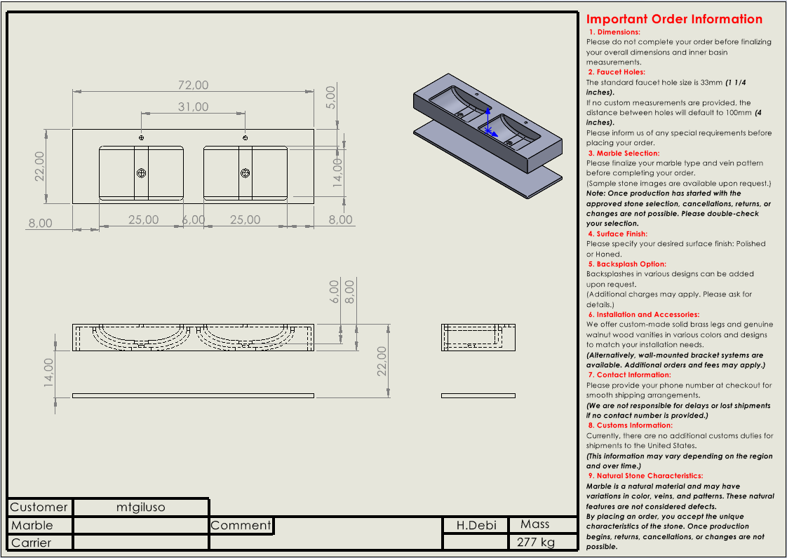 Michael Giluso Custom Order Order  Order