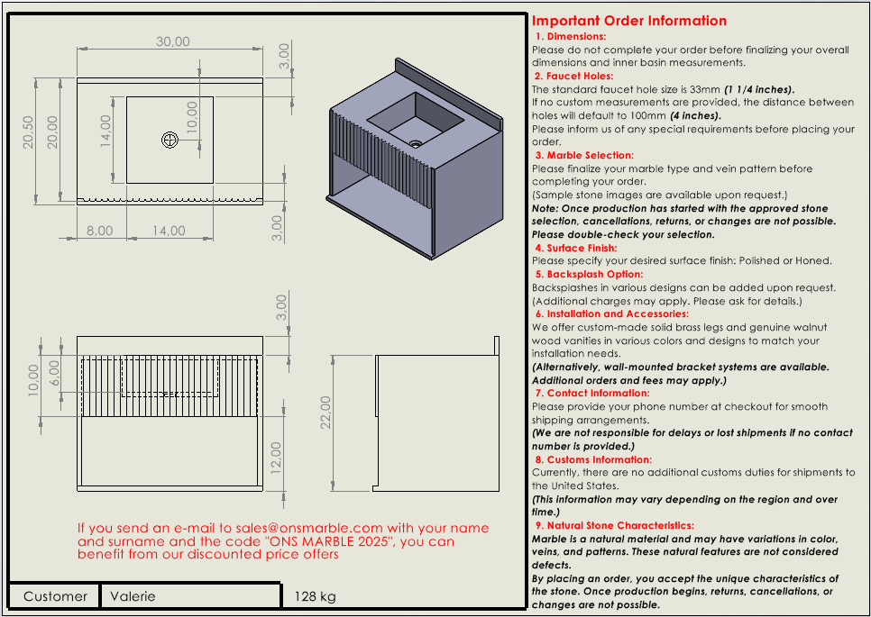 Valerie Cardozo Custom Order