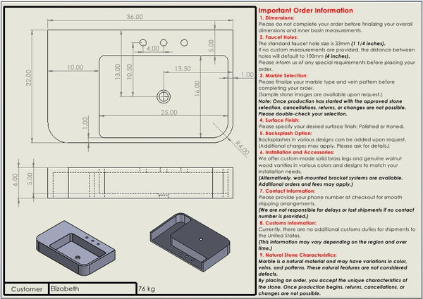 Elizabeth A Custom Order