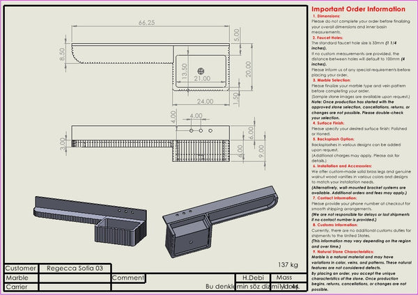 REBECCA SOFİO Custom Order sink hover