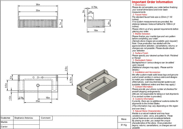 Stephanie Antoniou Custom Order MARBLE + SILVER METAL LEG