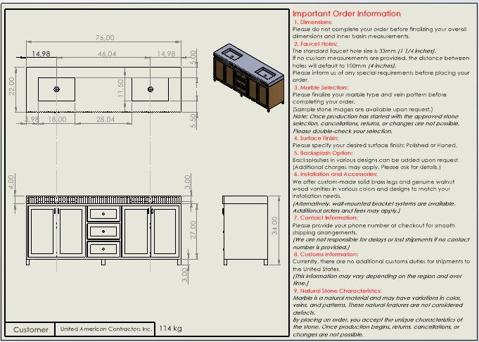 United American Contractors Inc. CUSTOM ORDER