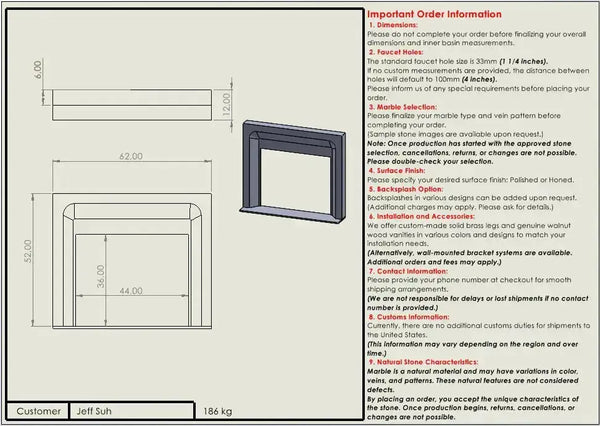 Jeff Suh Custom Order Calacatta Red Viola