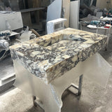 Amber Viola Calacatta Marble Wall Mounted Sink