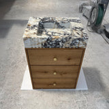 Calacatta Viola Marble Fluted Sink with Wood Drawer Vanity