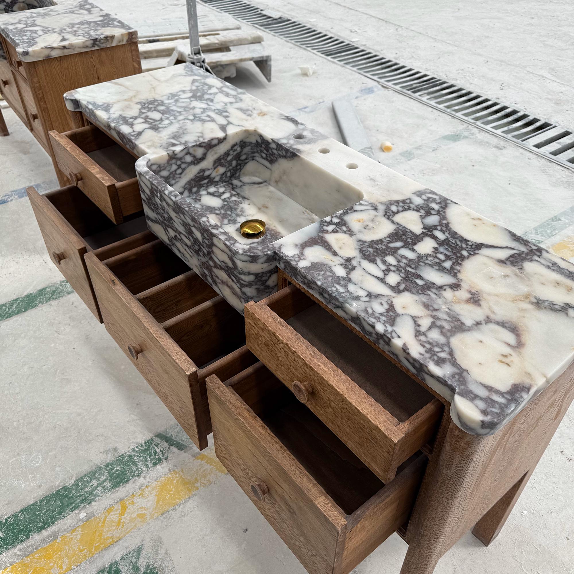 calacatta viola marble sink vanity combo