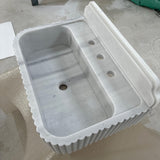 Carrara Marble Sink with Fluted Sides & Backsplash