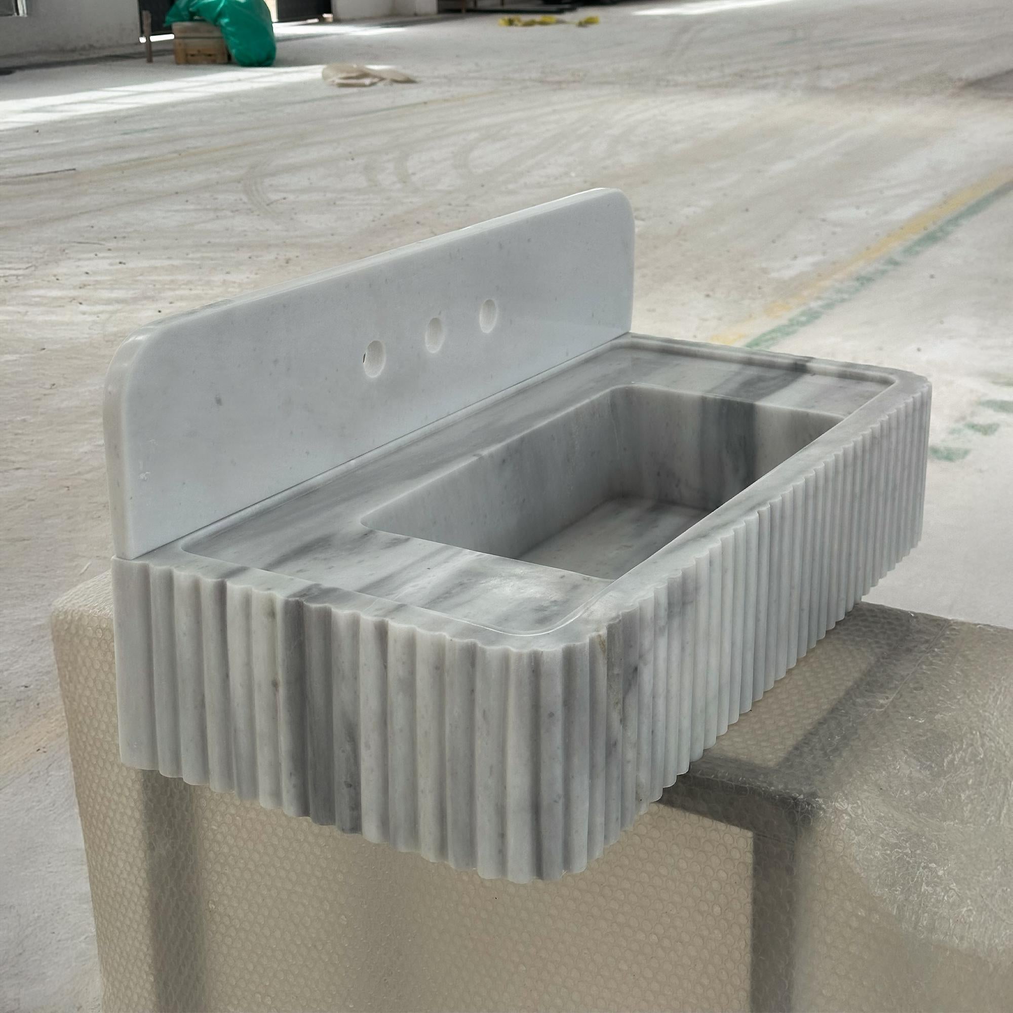 Carrara Marble Wall Mounted Sink