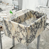 compact calacatta viola rectangular marble sink