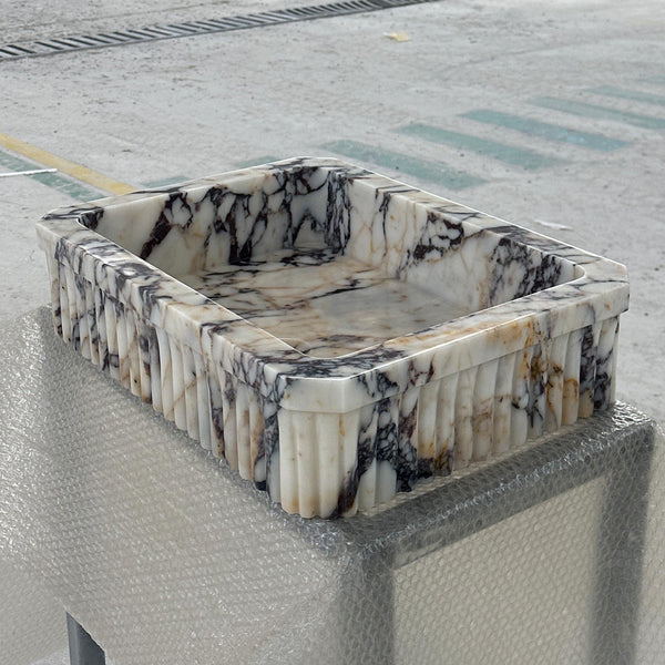 Custom Calacatta Viola Marble Wall Mount Sink - Handcrafted Luxury Vessel Sink