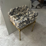 Fluted Calacatta Viola Marble Sink with Backsplash