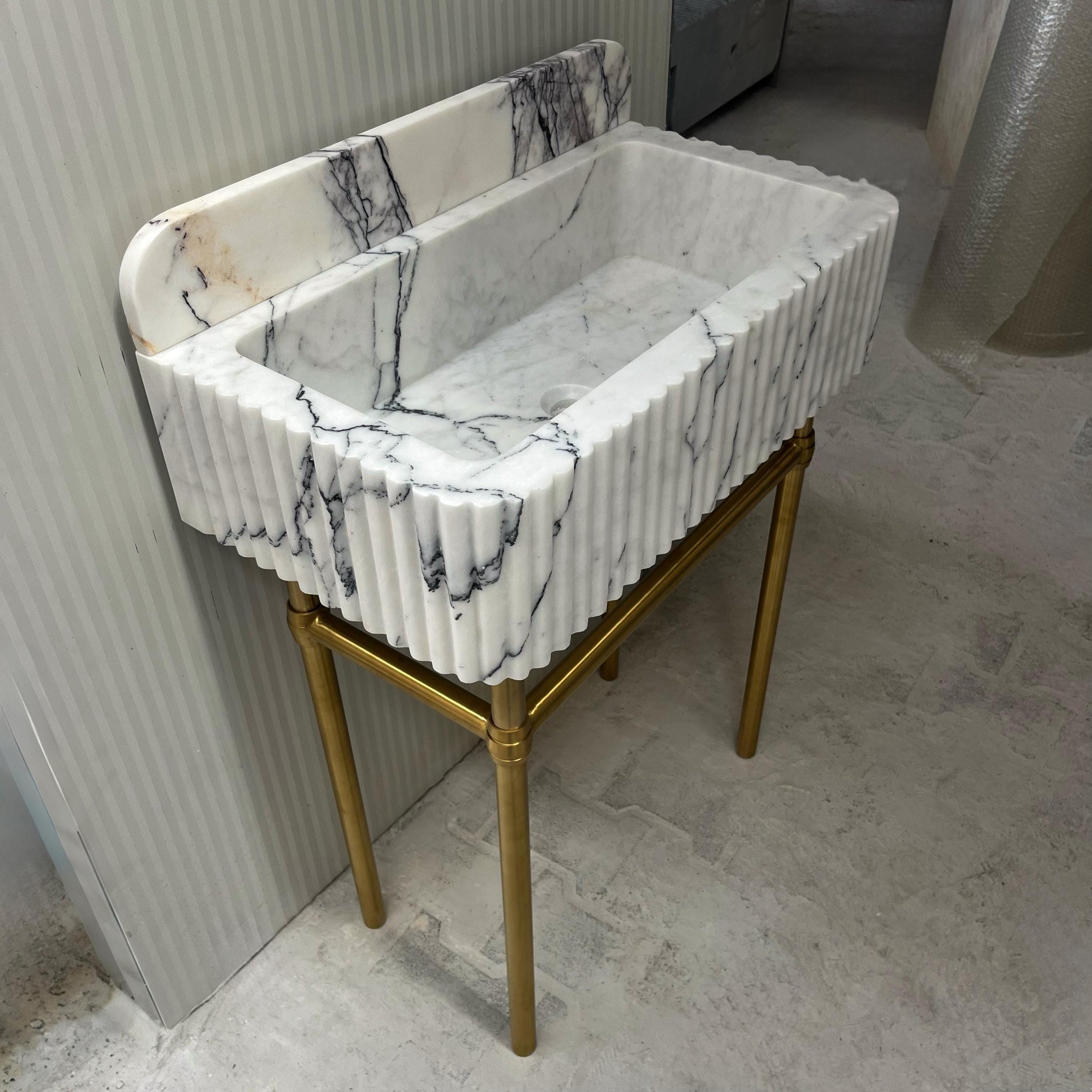 Fluted Carrara Marble Sink