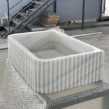 Carrara Marble Fluted Sink – Rectangular Stone Vessel for Modern Bathrooms and Vanities M6S49