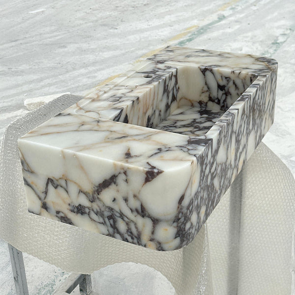 Calacatta Viola Marble Sink – Rectangular Polished Block Design for Luxury Countertop Vanities M6S37