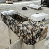 Large Calacatta Viola Marble Sink | Fluted Wall Vanity | Modern Luxury Stone Basin M6S30