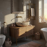 Fluted Travertine Vessel Sink | Natural Stone Marble Sink Basin | Bathroom Vanity Top | Custom Marble Sink | Floating Vanity Design M6F23