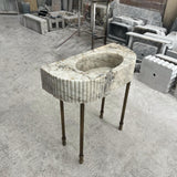 Fluted Calacatta Monet Viola Sink – Custom Marble Sink Basin with Console Legs, Natural Stone Vanity Top for Bathroom, Interior Design M6M24
