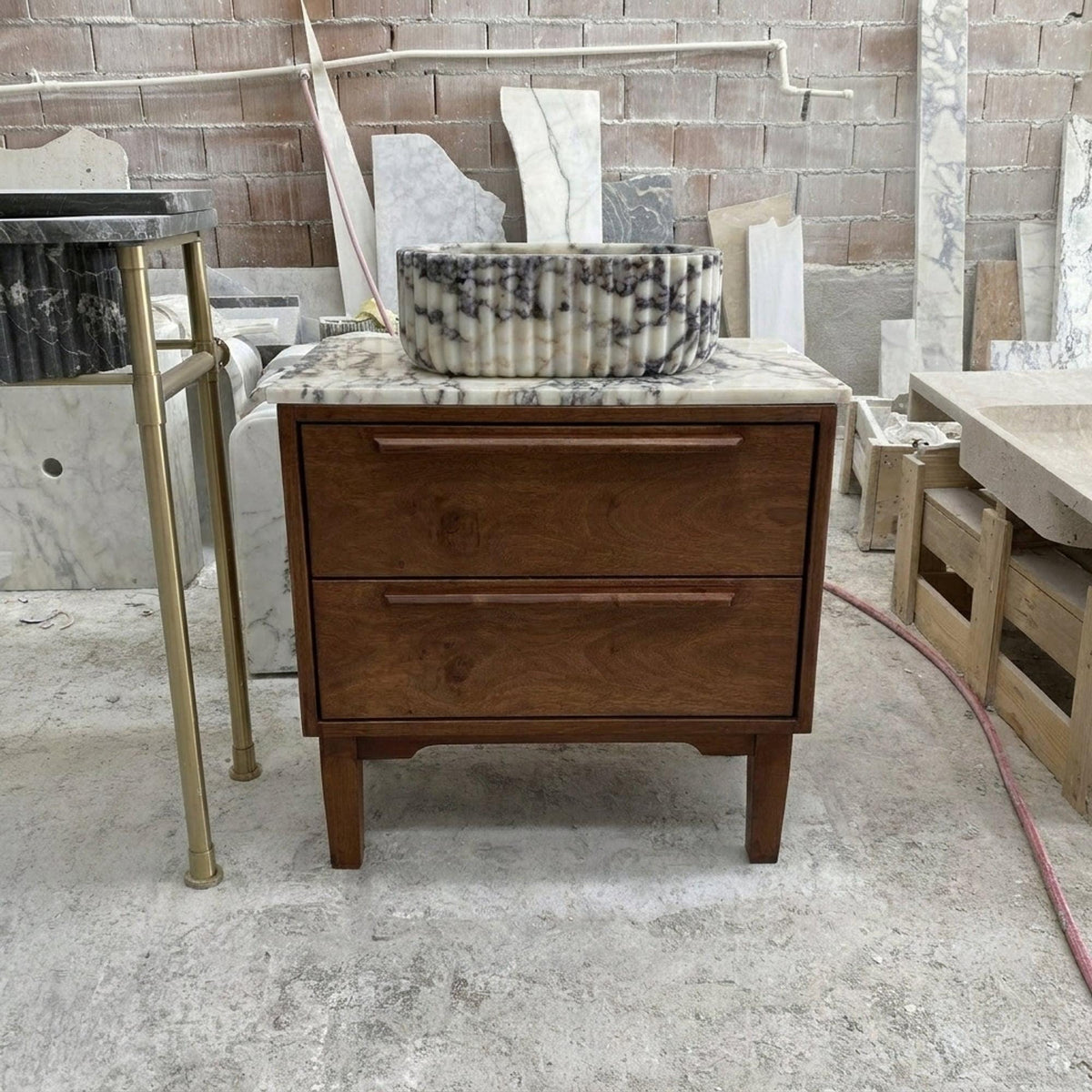 Calacatta Viola Marble Vanity Sink with Natural Stone Veining | Handmade Luxury Bathroom Sink
