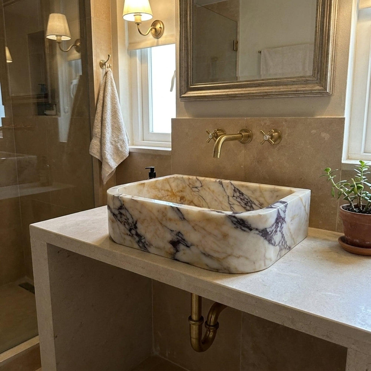 Calacatta Viola Marble Vanity Sink, Small Batch Made to Order