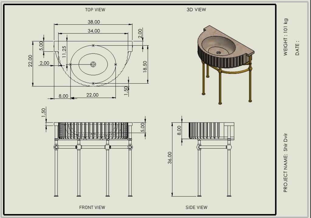 38"x18"x8" - Marom Unger -  Leat Ruben -  Shir Dvir - Custom Order