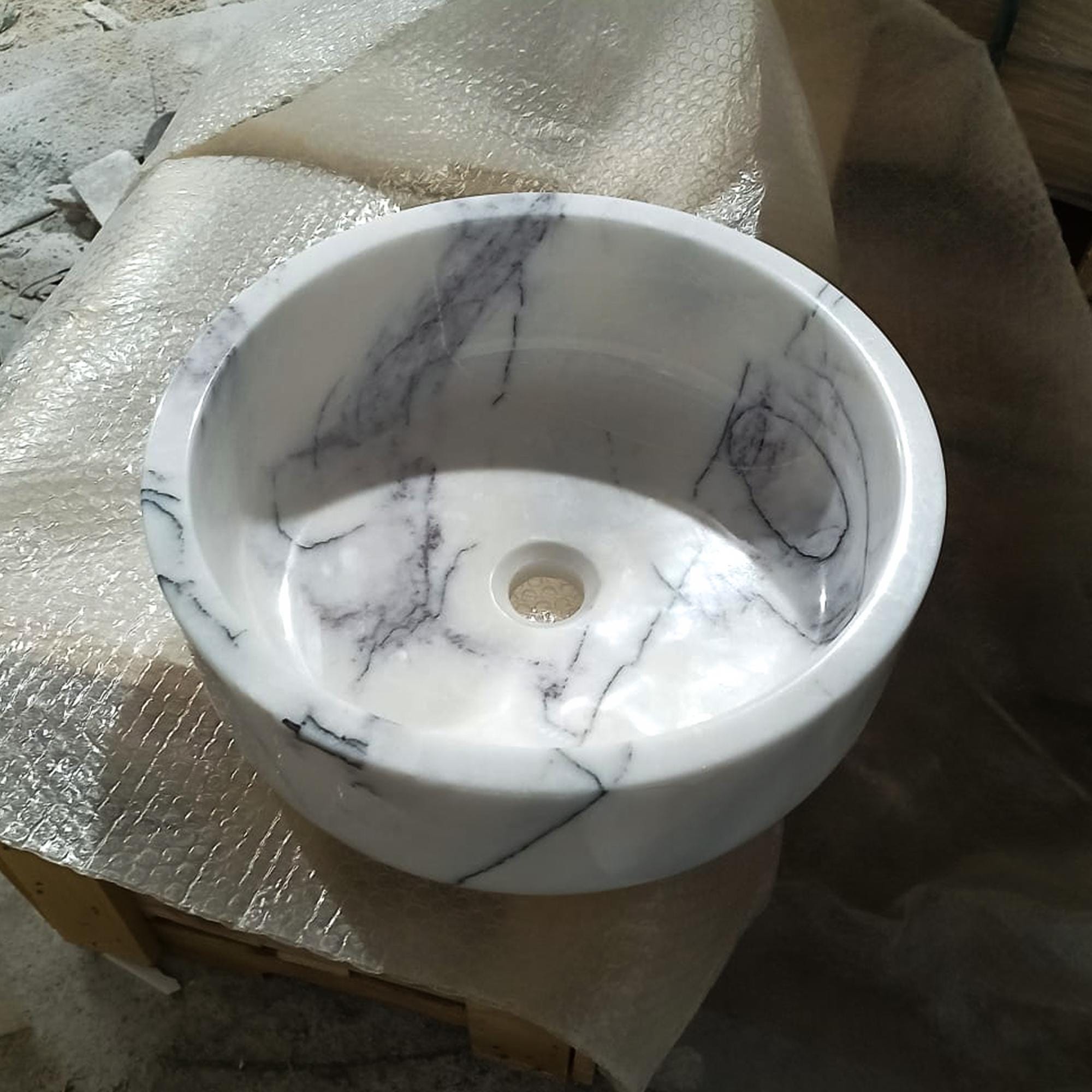 luxury round marble bathroom basin design
