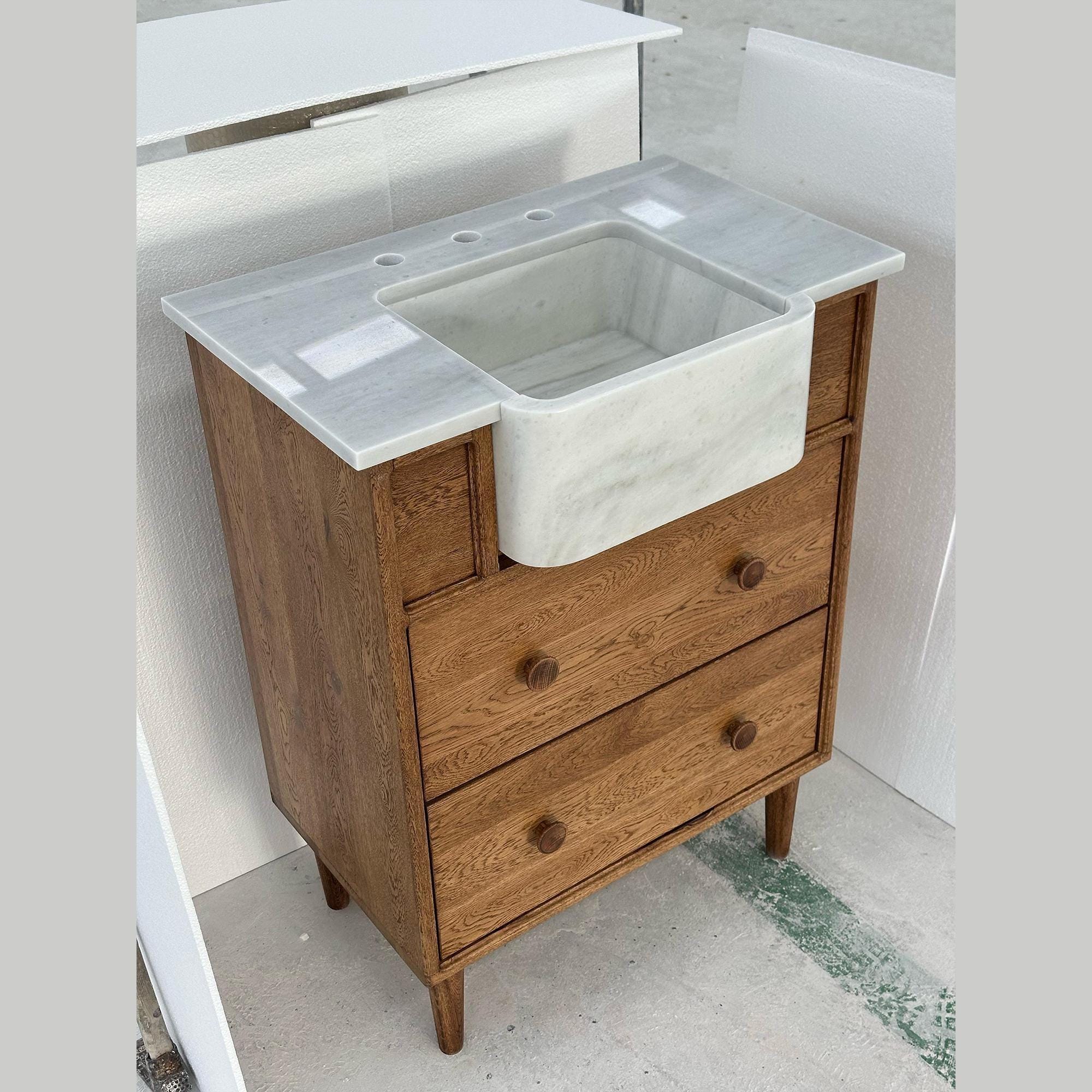 modern farmhouse carrara marble sink