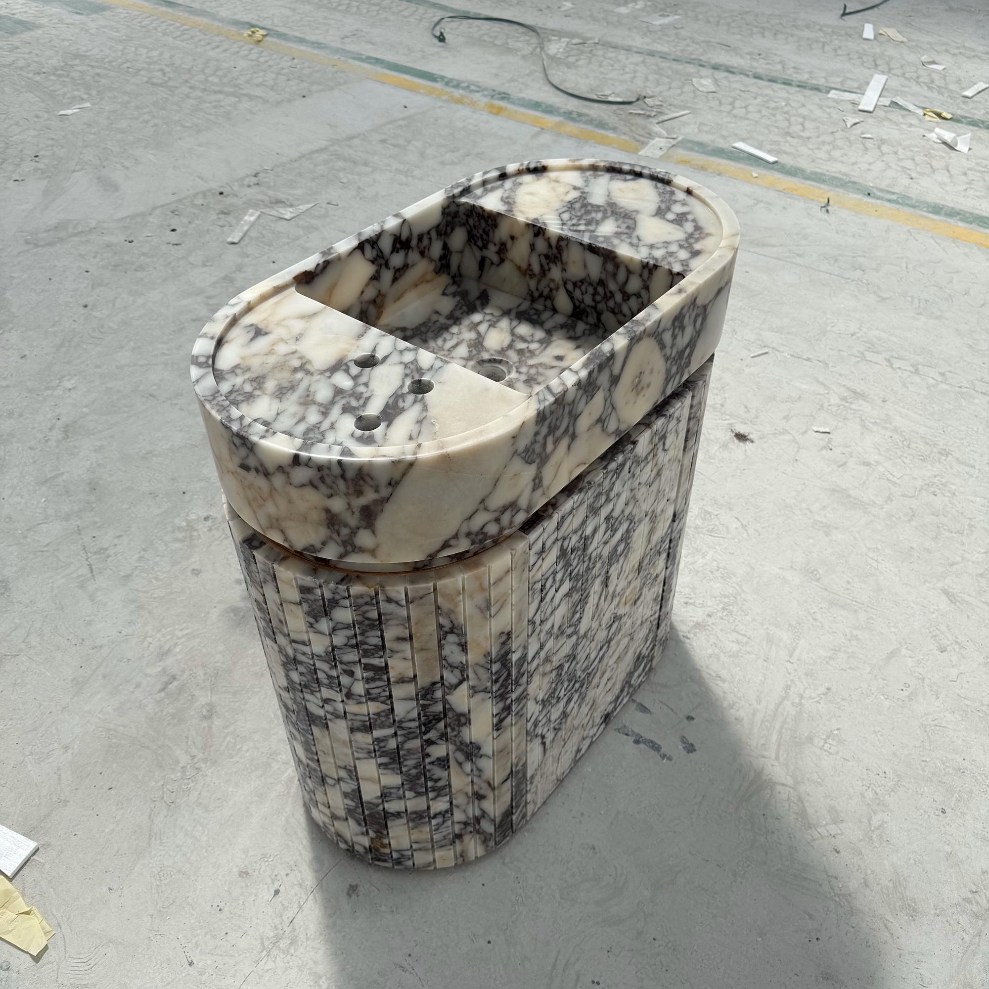 modern fluted marble sink